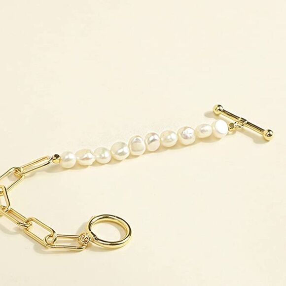 NEW Pearl Bracelet Baroque Culture Link Chain Bracelet - Picture 4 of 11